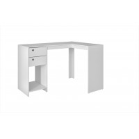 Manhattan Comfort 41AMC6 Palermo Classic L- Desk  with  2 drawers and 1 cubby in White